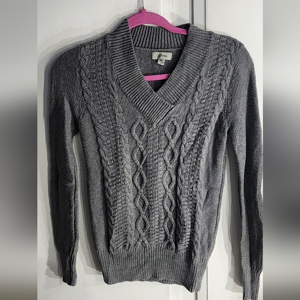 Guess Gray V- Neck Sweater Size M